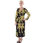Mexican Culture Golden Tribal Icons Velvet Maxi Wrap Dress