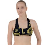 Mexican Culture Golden Tribal Icons Criss Cross Racerback Sports Bra