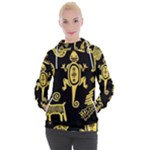 Mexican Culture Golden Tribal Icons Women s Hooded Pullover