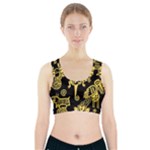 Mexican Culture Golden Tribal Icons Sports Bra With Pocket