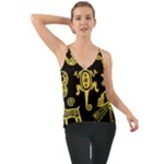 Mexican Culture Golden Tribal Icons Chiffon Cami