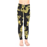 Mexican Culture Golden Tribal Icons Kids  Leggings