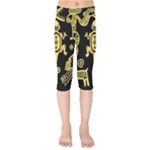 Mexican Culture Golden Tribal Icons Kids  Capri Leggings 