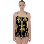 Mexican Culture Golden Tribal Icons Babydoll Tankini Set