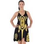Mexican Culture Golden Tribal Icons Show Some Back Chiffon Dress