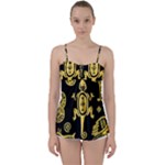 Mexican Culture Golden Tribal Icons Babydoll Tankini Top