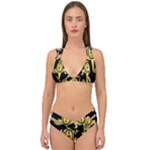 Mexican Culture Golden Tribal Icons Double Strap Halter Bikini Set