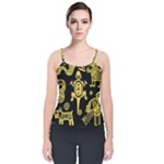 Mexican Culture Golden Tribal Icons Velvet Spaghetti Strap Top