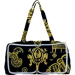 Mexican Culture Golden Tribal Icons Multi Function Bag