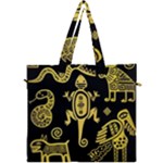 Mexican Culture Golden Tribal Icons Canvas Travel Bag