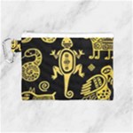 Mexican Culture Golden Tribal Icons Canvas Cosmetic Bag (Medium)