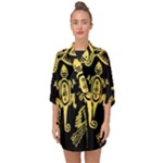 Mexican Culture Golden Tribal Icons Half Sleeve Chiffon Kimono
