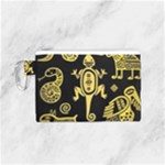 Mexican Culture Golden Tribal Icons Canvas Cosmetic Bag (Small)
