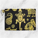 Mexican Culture Golden Tribal Icons Canvas Cosmetic Bag (XL)