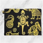 Mexican Culture Golden Tribal Icons Canvas Cosmetic Bag (XXL)