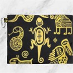 Mexican Culture Golden Tribal Icons Canvas Cosmetic Bag (XXXL)