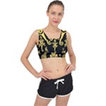 Mexican Culture Golden Tribal Icons V-Back Sports Bra