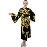 Mexican Culture Golden Tribal Icons Maxi Velvet Kimono