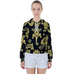 Mexican Culture Golden Tribal Icons Women s Tie Up Sweat