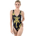 Mexican Culture Golden Tribal Icons High Leg Strappy Swimsuit