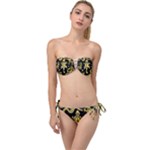 Mexican Culture Golden Tribal Icons Twist Bandeau Bikini Set