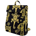Mexican Culture Golden Tribal Icons Flap Top Backpack