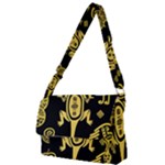 Mexican Culture Golden Tribal Icons Full Print Messenger Bag (S)