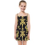 Mexican Culture Golden Tribal Icons Kids  Summer Sun Dress