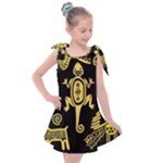 Mexican Culture Golden Tribal Icons Kids  Tie Up Tunic Dress