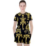 Mexican Culture Golden Tribal Icons Women s T-Shirt and Shorts Set
