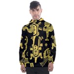 Mexican Culture Golden Tribal Icons Men s Front Pocket Pullover Windbreaker