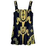 Mexican Culture Golden Tribal Icons Kids  Layered Skirt Swimsuit