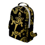 Mexican Culture Golden Tribal Icons Flap Pocket Backpack (Large)