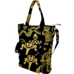 Mexican Culture Golden Tribal Icons Shoulder Tote Bag