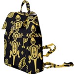 Mexican Culture Golden Tribal Icons Buckle Everyday Backpack