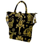 Mexican Culture Golden Tribal Icons Buckle Top Tote Bag