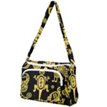Mexican Culture Golden Tribal Icons Front Pocket Crossbody Bag