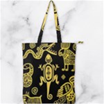 Mexican Culture Golden Tribal Icons Double Zip Up Tote Bag