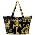 Mexican Culture Golden Tribal Icons Full Print Shoulder Bag