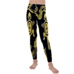 Mexican Culture Golden Tribal Icons Kids  Lightweight Velour Leggings