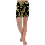 Mexican Culture Golden Tribal Icons Kids  Lightweight Velour Capri Yoga Leggings