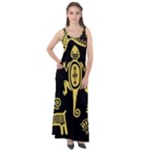 Mexican Culture Golden Tribal Icons Sleeveless Velour Maxi Dress