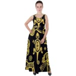 Mexican Culture Golden Tribal Icons Empire Waist Velour Maxi Dress