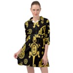 Mexican Culture Golden Tribal Icons Mini Skater Shirt Dress
