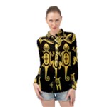 Mexican Culture Golden Tribal Icons Long Sleeve Chiffon Shirt