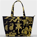 Mexican Culture Golden Tribal Icons Back Pocket Shoulder Bag 