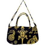 Mexican Culture Golden Tribal Icons Removable Strap Handbag