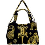 Mexican Culture Golden Tribal Icons Double Compartment Shoulder Bag