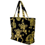 Mexican Culture Golden Tribal Icons Zip Up Canvas Bag