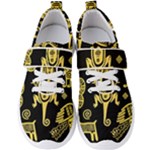 Mexican Culture Golden Tribal Icons Men s Velcro Strap Shoes
